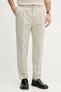 Calvin Klein oblekové nohavice pánske bavlnené s elastanom béžové high waist LV04LE612G
