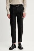 Calvin Klein oblekové nohavice pánske bavlnené s elastanom čierne high waist LV04LE612G