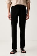 Lindbergh spodnie męskie z lnem czarne regular waist 30.008003