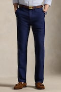 Polo Ralph Lauren spodnie męskie z lnem granatowe regular waist 710A13266