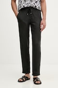 Karl Lagerfeld nohavice straight pánske ľanové čierne regular waist 562818.265358