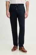 U.S. Polo Assn. spodnie z dodatkiem lnu LINEN BLEND DRAWSTRING męskie kolor granatowy proste MUP4694