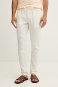 Tommy Hilfiger nohavice pánske s prímesou ľanu béžové regular waist MW0MW42336
