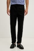 Tommy Hilfiger nohavice pánske s prímesou ľanu čierne regular waist MW0MW42336
