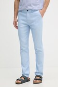 Tommy Hilfiger nohavice pánske s ľanom modré regular waist MW0MW42337