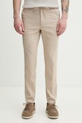 BOSS штани чоловічі з льоном Kane1 бежеві regular waist 50557859