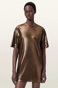 AllSaints sukienka kolor złoty mini oversize W141DD