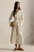 Polo Ralph Lauren sukienka bawełniana kolor beżowy midi rozkloszowana 211A96362