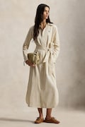 Polo Ralph Lauren sukienka bawełniana kolor beżowy midi rozkloszowana 211A96362