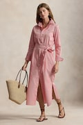 Polo Ralph Lauren sukienka bawełniana kolor różowy midi rozkloszowana 211A96362