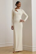 Lauren Ralph Lauren sukienka kolor beżowy maxi dopasowana 253P03589