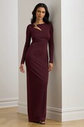 Lauren Ralph Lauren sukienka kolor bordowy maxi dopasowana 253P03589