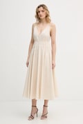 Pinko sukienka kolor beżowy midi rozkloszowana 106524 A35Q