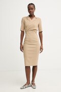 Pinko šaty s ľanom béžové hladké 106499 A34I