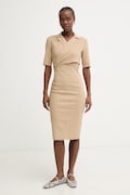 Pinko šaty s ľanom béžové hladké 106499 A34I