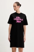 Bavlněné šaty Karl Lagerfeld Jeans černá barva, mini, oversize, B1W13043