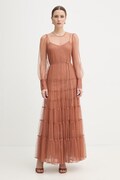 Twinset sukienka kolor brązowy maxi rozkloszowana 261TP2770
