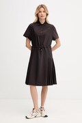 Lacoste sukienka letnia z wełną brązowa gładka EF0197