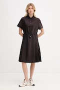 Lacoste sukienka letnia z wełną brązowa gładka EF0197