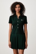 Lacoste sukienka z bawełną zielona gładka EF1822