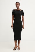 Fracomina sukienka z wiskozą czarna gładka FJ26SD5001K56501