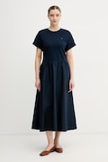 Tommy Hilfiger φόρεμα βαμβακερό σκούρο μπλε απλό WW0WW51148