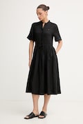 Tommy Hilfiger rochie de vară din in neagră WW0WW49633