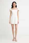 Elisabetta Franchi φόρεμα off shoulder με λινό μπεζ απλό AB96862E2