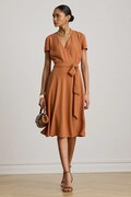 Lauren Ralph Lauren sukienka kopertowa pomarańczowa gładka 200P13812