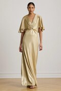 Lauren Ralph Lauren sukienka rozkloszowana beżowa gładka 253P04061