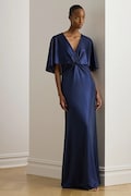 Lauren Ralph Lauren sukienka rozkloszowana granatowa gładka