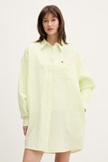 Tommy Jeans sukienka koszulowa z lnem zielona gładka DW0DW22344