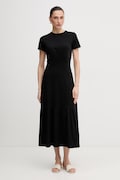 Bavlnené šaty Dkny čierna farba, maxi, áčkový strih, DJ6D9175