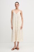 Dkny sukienka z dodatkiem lnu kolor beżowy maxi rozkloszowana DJ6D9162