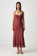 Bardot sukienka z bawełną czerwona w kwiaty 60397DB