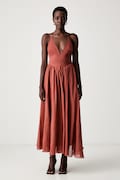 Bardot vestito rosso liscio 59963DB3