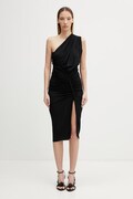 Rick Owens Lilies Avra rochie asimetrică simplă cu vâscoză neagră LI01F7565.CVI