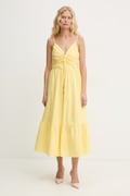 MICHAEL Michael Kors sukienka bawełniana kolor żółty midi rozkloszowana MS683DHKLZ