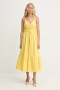 MICHAEL Michael Kors sukienka bawełniana kolor żółty midi rozkloszowana MS683DHKLZ