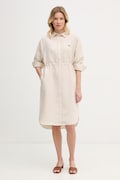 Lacoste košeľové šaty s ľanom béžové EF7604