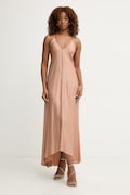 Haveone sukienka bieliźniana z wiskozy beżowa gładka AWG-Q022