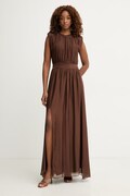 Haveone sukienka z jedwabiem brązowa gładka AFF-Q005