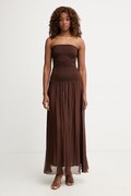 Haveone sukienka z jedwabiem brązowa gładka ACH-Q014