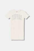 Guess sukienka bawełniana dziecięca kolor beżowy mini prosta J6RK00 KA6R4