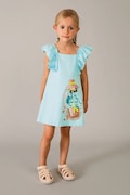 Dievčenské šaty Mayoral modrá farba, mini, áčkový strih, 3943
