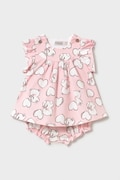 Бебешка памучна рокля Mayoral Newborn в розово къса разкроена 1808