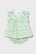 Бебешка памучна рокля Mayoral Newborn в зелено къса разкроена 1808