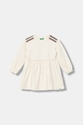 United Colors of Benetton sukienka rozkloszowana bawełniana beżowa 3F9VGV011