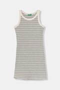 United Colors of Benetton rochie cu bumbac bej cu dungi 38DBCV019