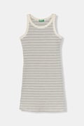 United Colors of Benetton šaty s bavlnou béžové pruhované 38DBCV019